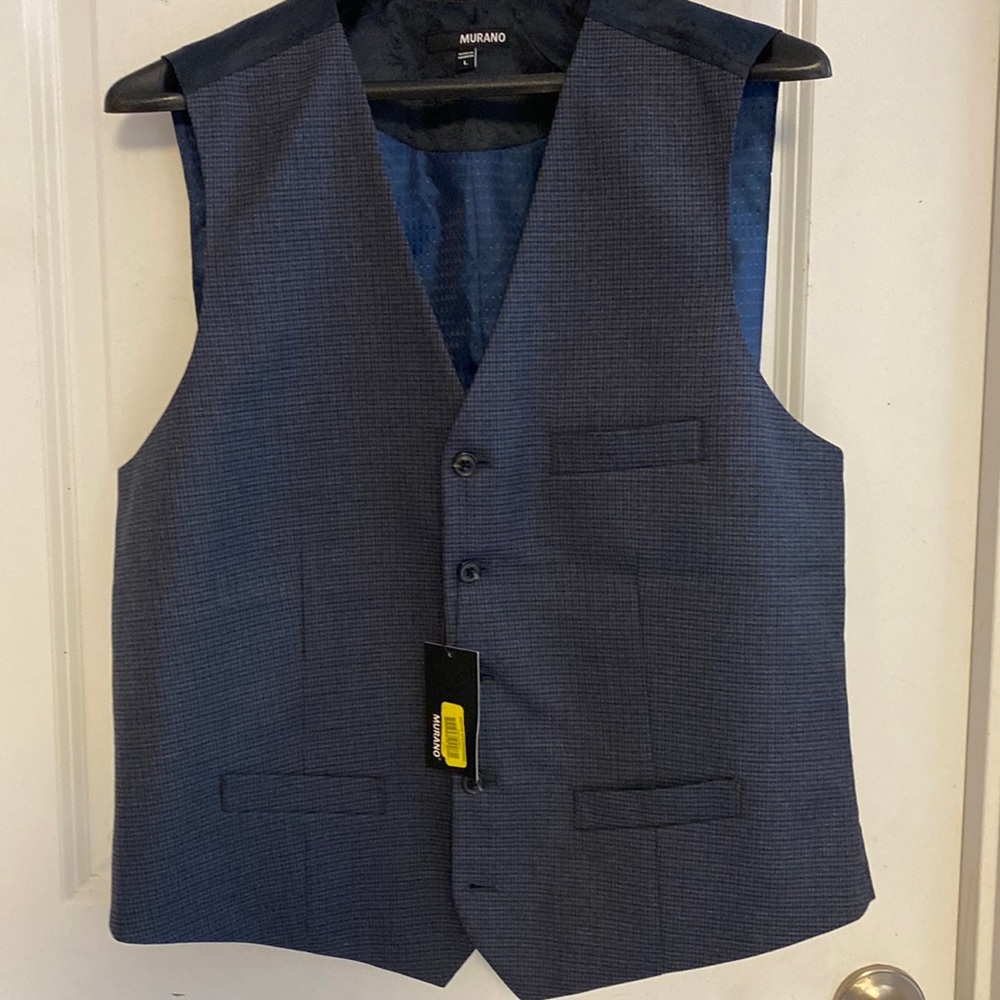 NWT Murano suit vest, blue houndstooth